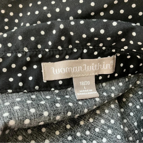 Woman Within Polka Dot Button Down Shirt Size Large 18/20 - Picture 5 of 6